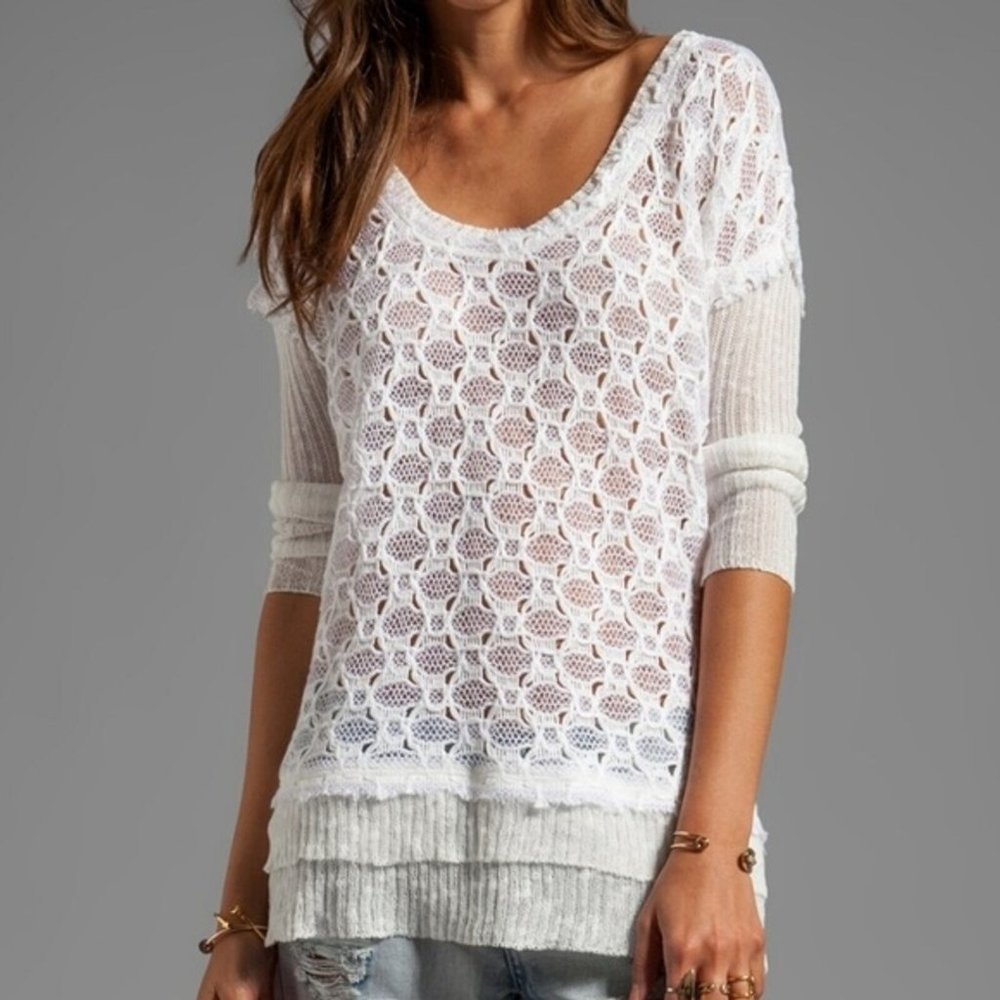 Free People White Lace Sweater